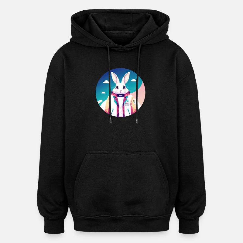 Lapin, Lapin, Lapin de Pâques - Sweat à capuche oversize unisexe - noir