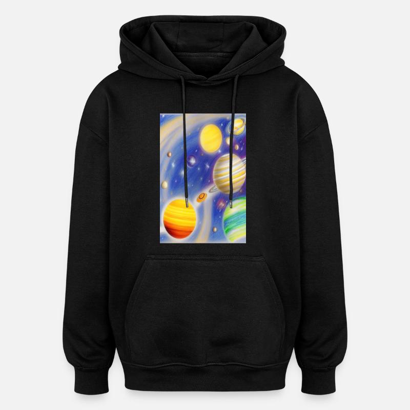 Space and planets - Oversized Unisex Hoodie - black