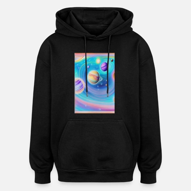 Space and planets - Oversized Unisex Hoodie - black