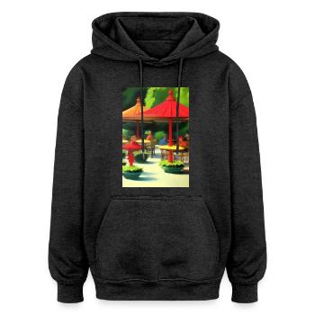 Asiatisches Cafe im Freien - Oversized Unisex Hoodie - Anthrazit - Vorne - Noah (186cm)