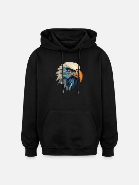 Stylized, geometric eagle - Oversized Unisex Hoodie - black