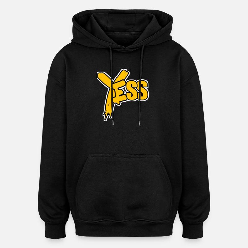 YES Jaune Pop Comic - Sweat à capuche oversize unisexe - noir