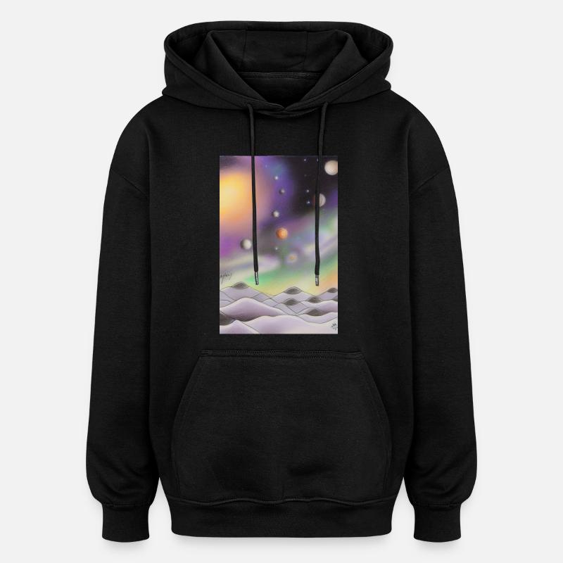 Space and planets - Oversized Unisex Hoodie - black
