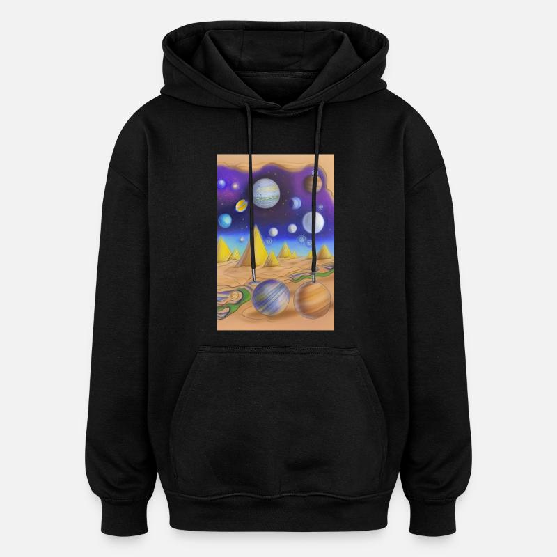 Espace et planètes - Sweat à capuche oversize unisexe - noir