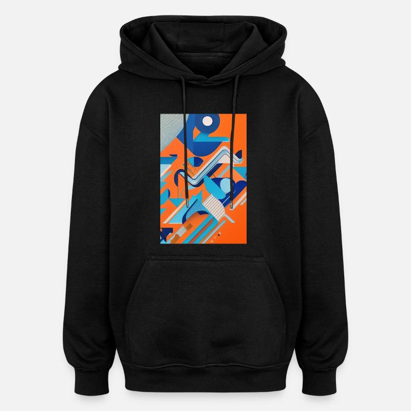 Art abstrait - Sweat à capuche oversize unisexe - noir