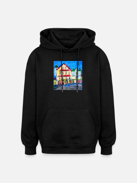 Urban Landscape in Expressionism - Oversized Unisex Hoodie - black