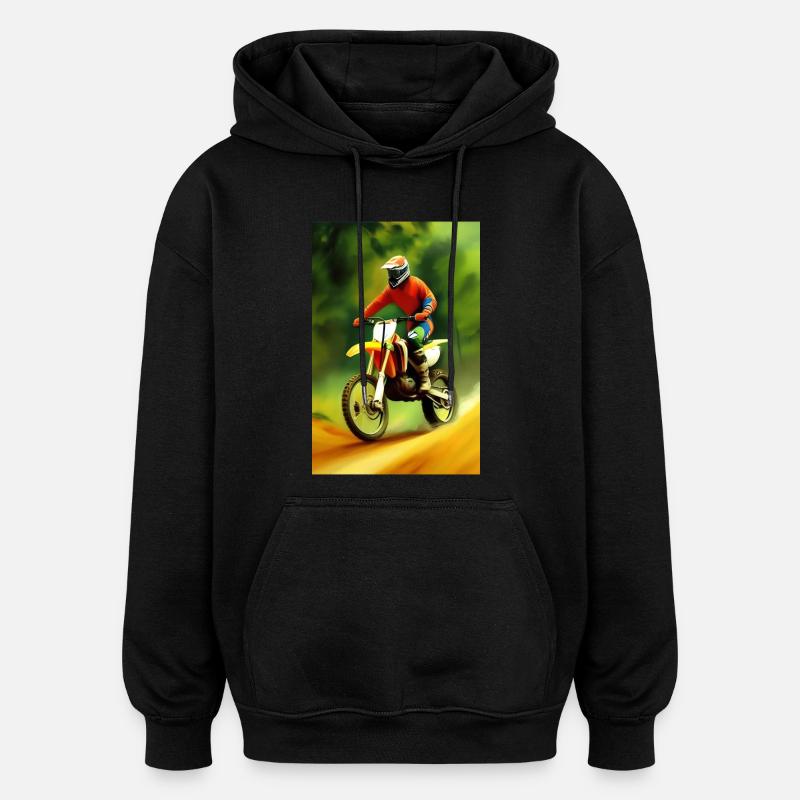Équitation en motocross - Sweat à capuche oversize unisexe - noir