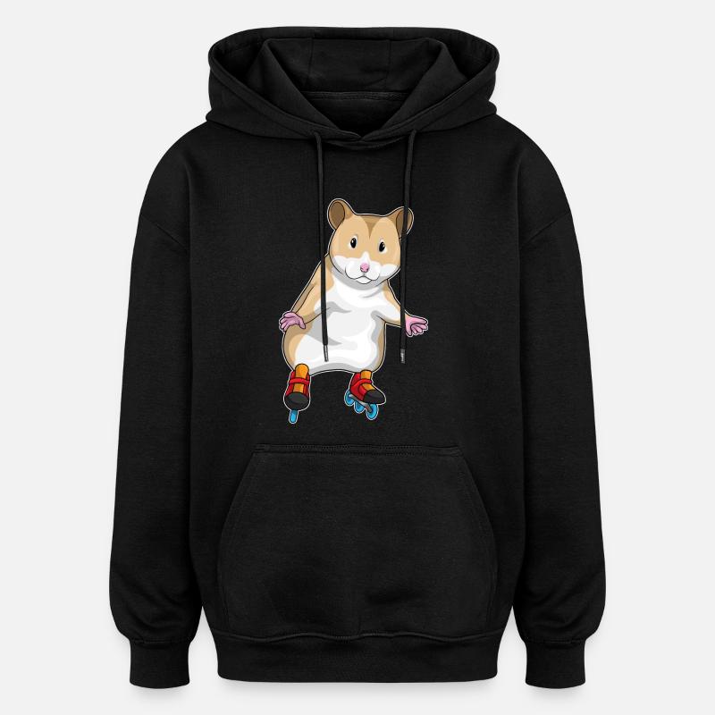 Hamster Inline skating Inline skates - Oversized Unisex Hoodie - Schwarz