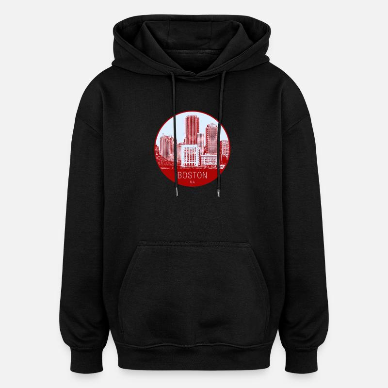 Cercle d’horizon de Boston - Sweat à capuche oversize unisexe - noir