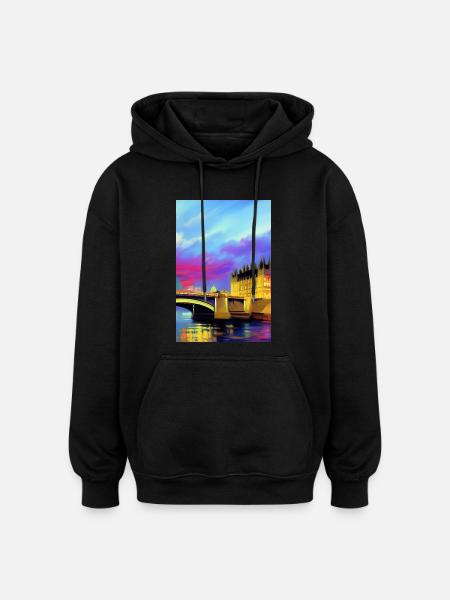 Ponts à Londres - Sweat à capuche oversize unisexe - noir