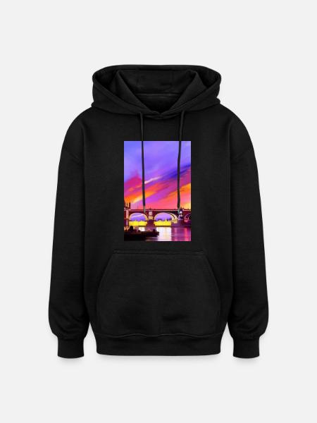 Ponts à Londres - Sweat à capuche oversize unisexe - noir