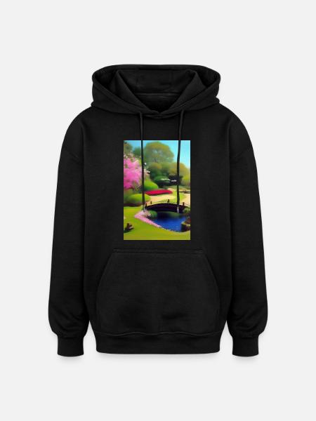 Chinese Zen Garden - Oversized Unisex Hoodie - black