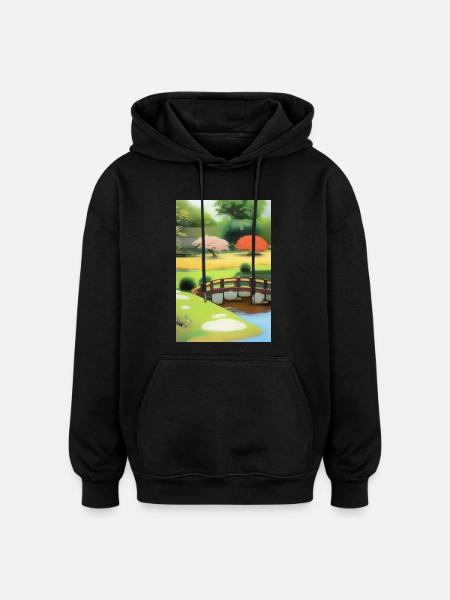 Chinese Zen Garden - Oversized Unisex Hoodie - black