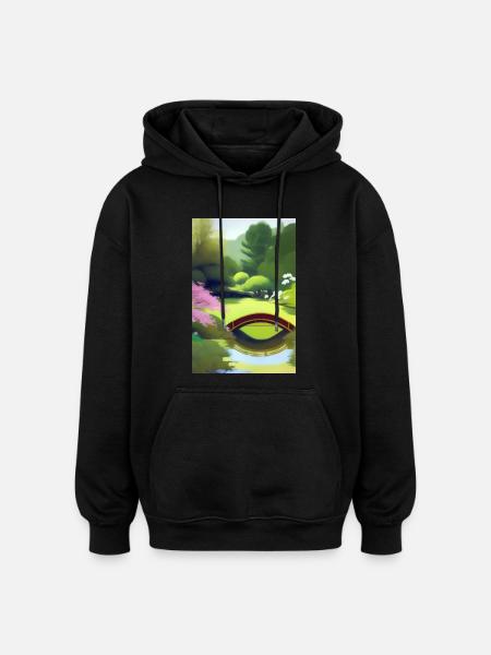 Chinese Zen Garden - Oversized Unisex Hoodie - black