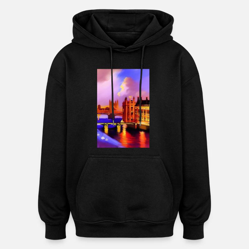 Ponts à Londres - Sweat à capuche oversize unisexe - noir