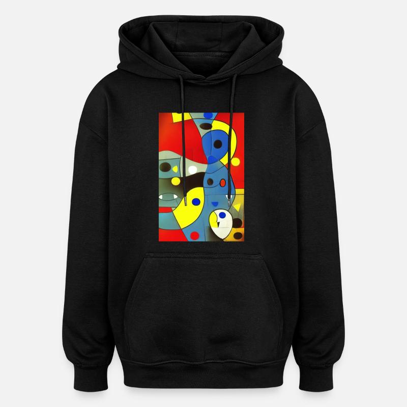 Art abstrait - Sweat à capuche oversize unisexe - noir