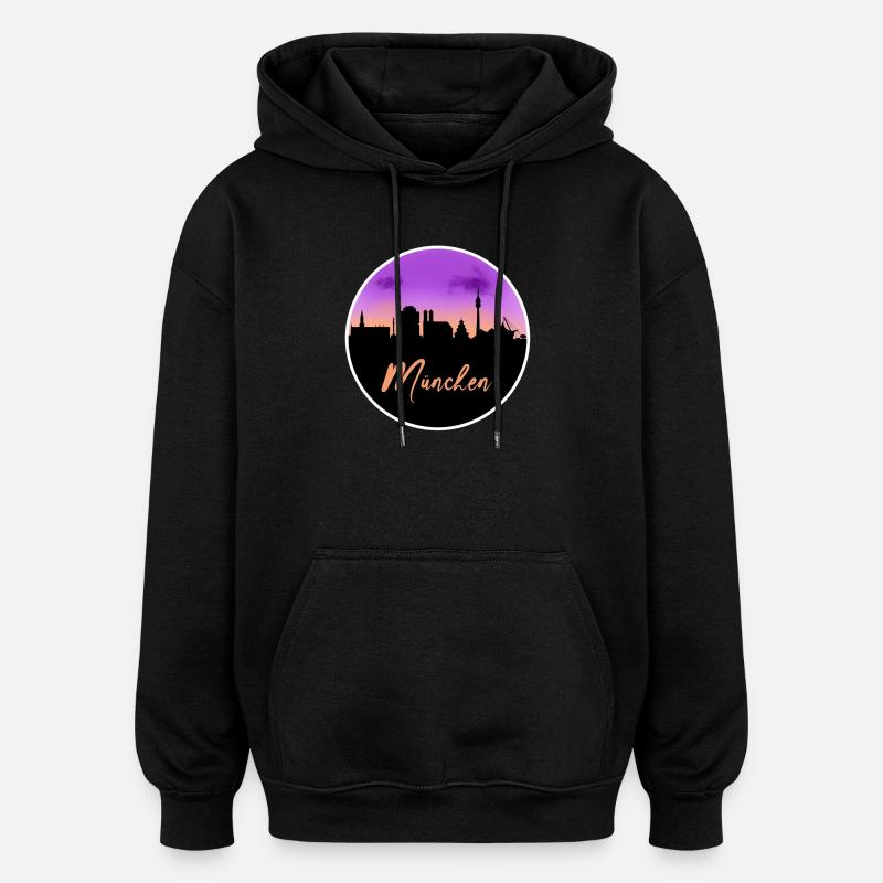 Munich Fine Skyline - Sweat à capuche oversize unisexe - noir