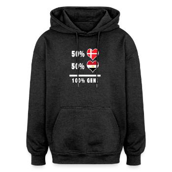 Albanie et Danemark 100% drapeau de génie - Sweat à capuche oversize unisexe - charbon - Devant - Noah (186cm)