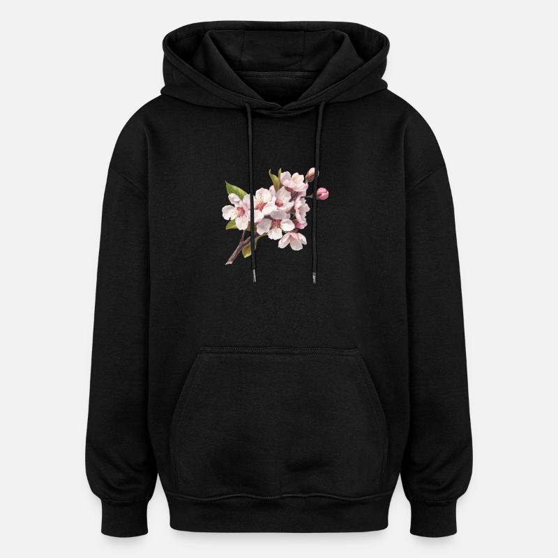Pastel cherry blossoms - Oversized Unisex Hoodie - black