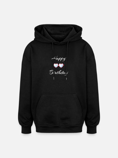 Happy Birthday Sunglasses Design - Oversized Unisex Hoodie - black