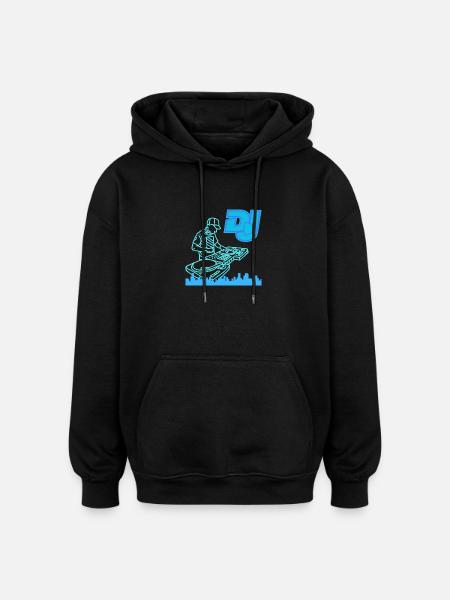 Urbaner DJ Skyline Turntable - Oversized Unisex Hoodie - Schwarz