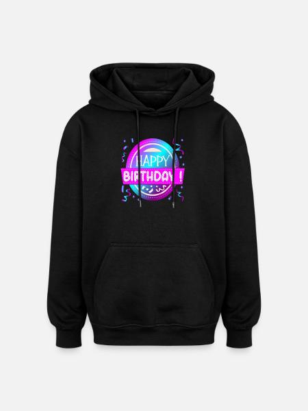 AUGURI DI BUON COMPLEANNO - CONGRATULAZIONI DICENDO - Felpa con cappuccio unisex oversize - nero
