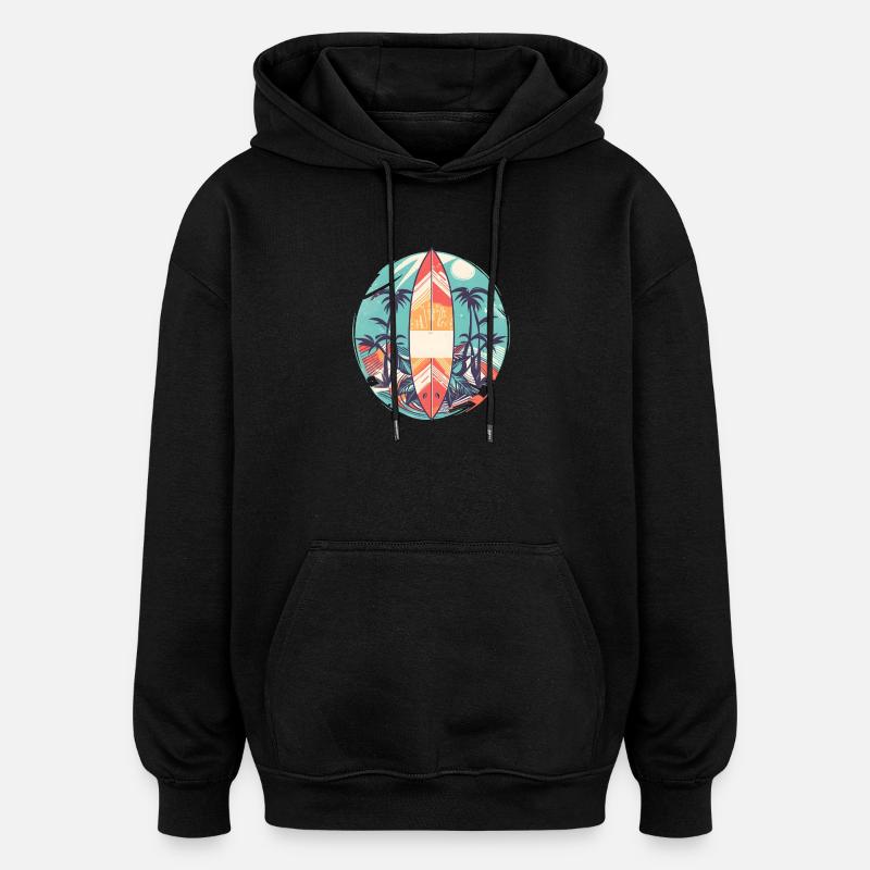 Surfbrett - Oversized Unisex Hoodie - Schwarz