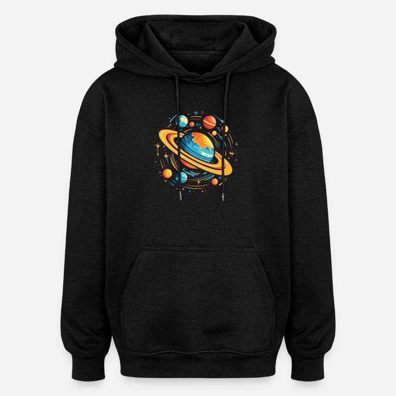 Space Galaxy Planets - Oversized Unisex Hoodie - black