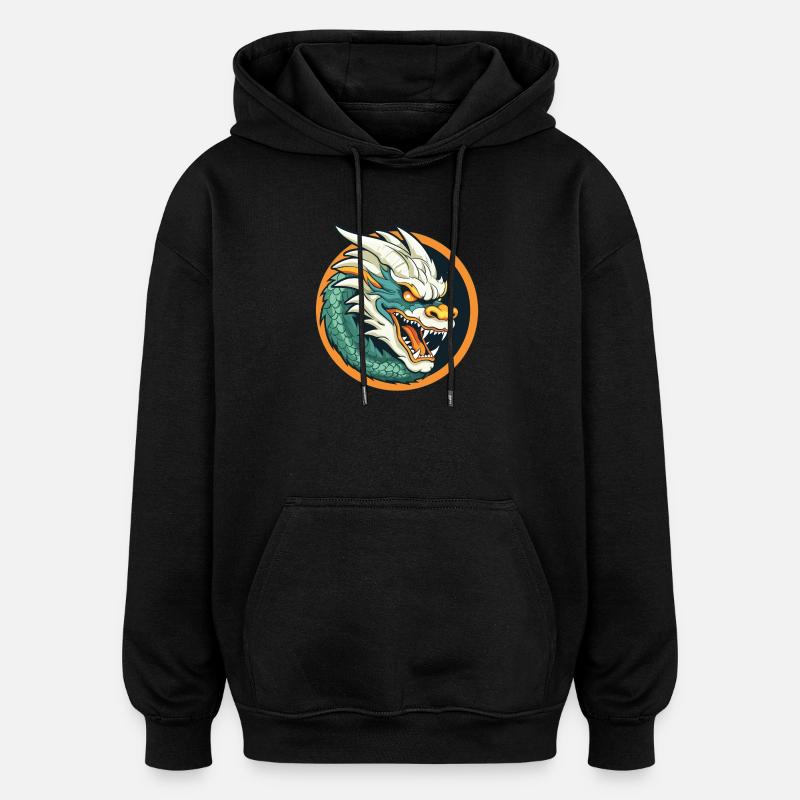 Dragon Crest: Ember Dragon Emblem - Oversized Unisex Hoodie - black