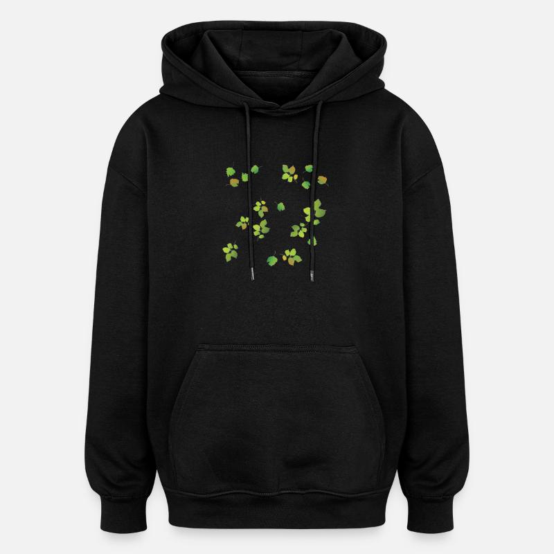 Spring Leaves Pattern - Oversized Unisex Hoodie - black