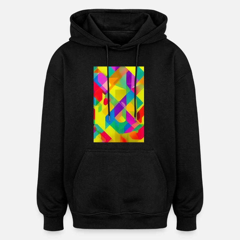 Retro Muster Bunt - Oversized Unisex Hoodie - Schwarz