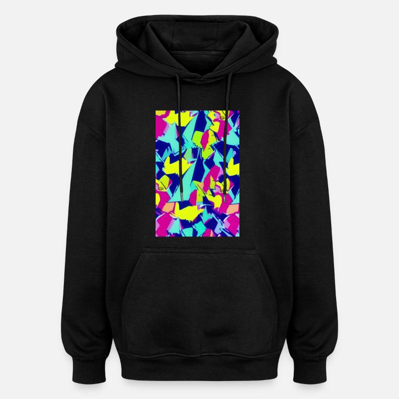 Retro Muster Bunt - Oversized Unisex Hoodie - Schwarz