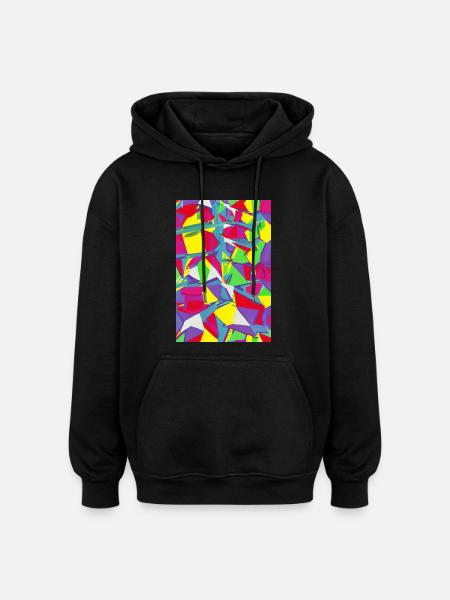 Retro Muster Bunt - Oversized Unisex Hoodie - Schwarz