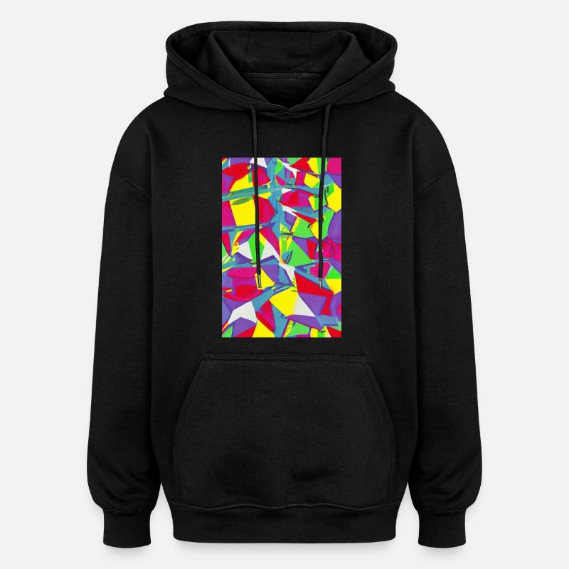 Retro Muster Bunt - Oversized Unisex Hoodie - Schwarz
