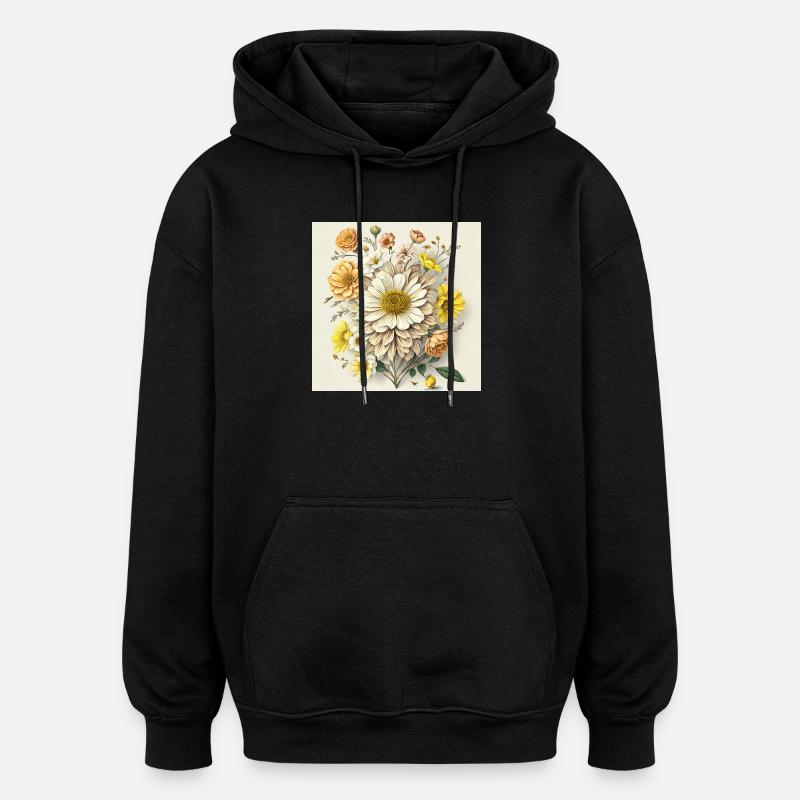 Fleur - Sweat à capuche oversize unisexe - noir