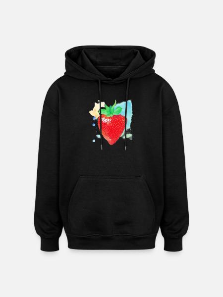 Fraise - Sweat à capuche oversize unisexe - noir