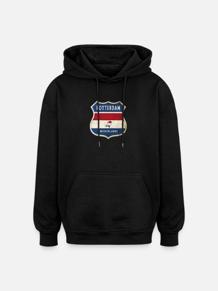 Rotterdam Niederlande Wappen Design - Oversized Unisex Hoodie - Schwarz