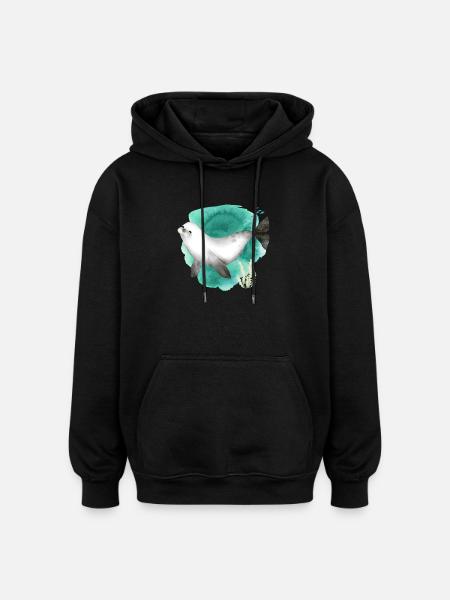 Aquarelle Mignon phoque dans l’océan - Sweat à capuche oversize unisexe - noir