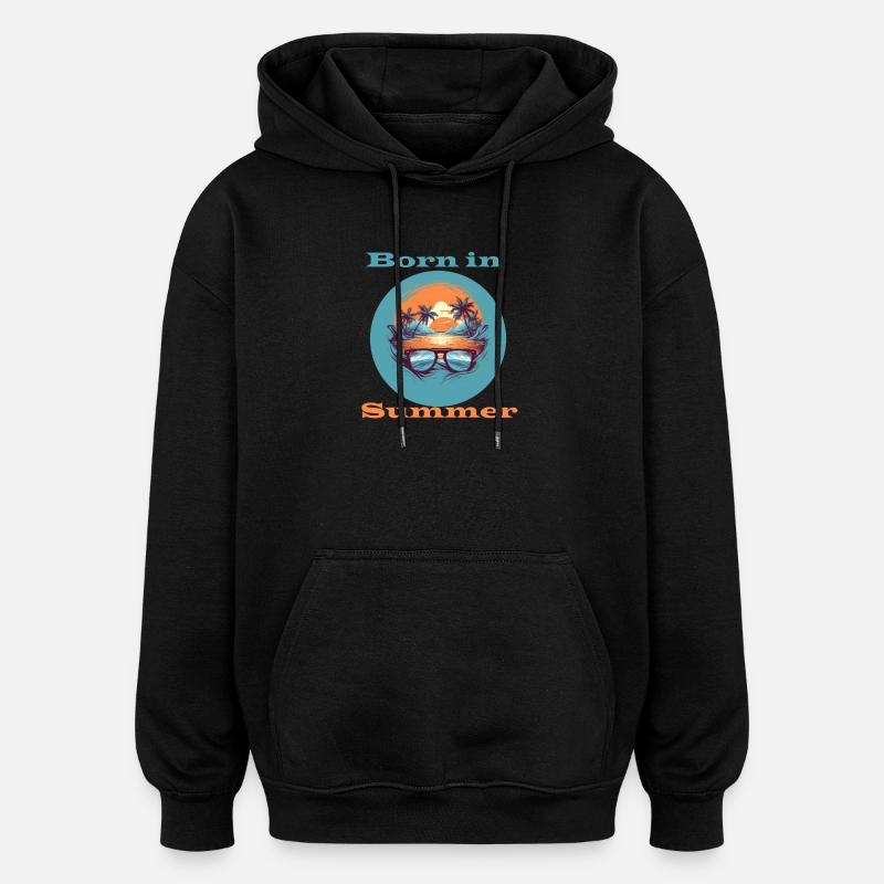 Né en été - Sweat à capuche oversize unisexe - noir