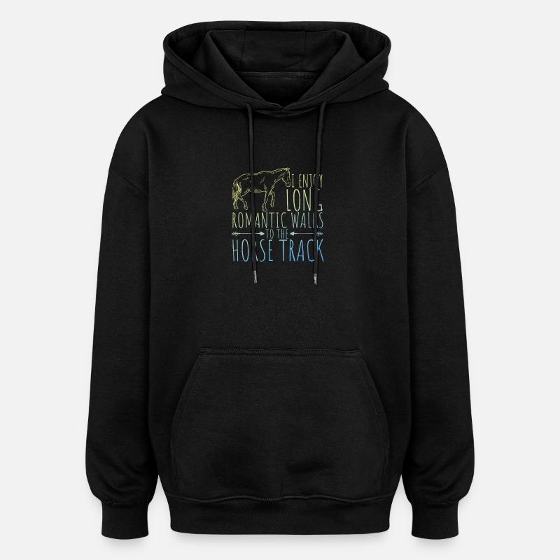 Pferderennen - Oversized Unisex Hoodie - Schwarz