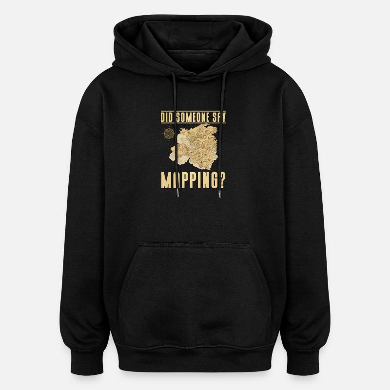 Conception cartographique - Sweat à capuche oversize unisexe - noir