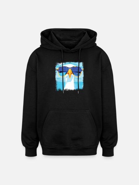 Möwe - blue white Möwen Collection - Oversized Unisex Hoodie - Schwarz