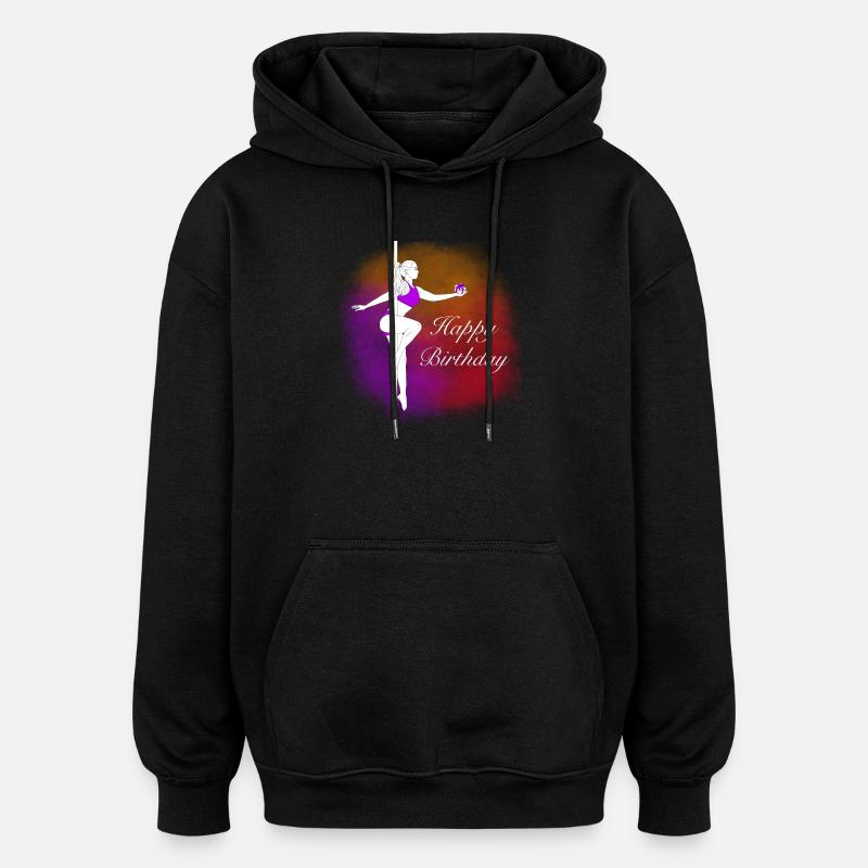 Pole Dance Birthday Gradient Illustration - Oversized Unisex Hoodie - black