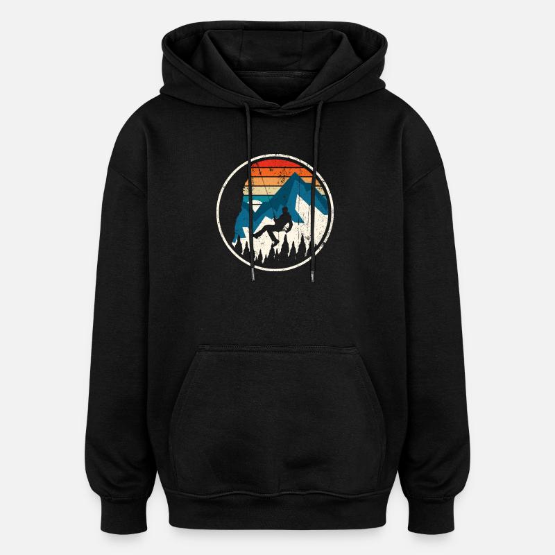 Alpine Ascent in Sunset Stripes - Oversized Unisex Hoodie - black