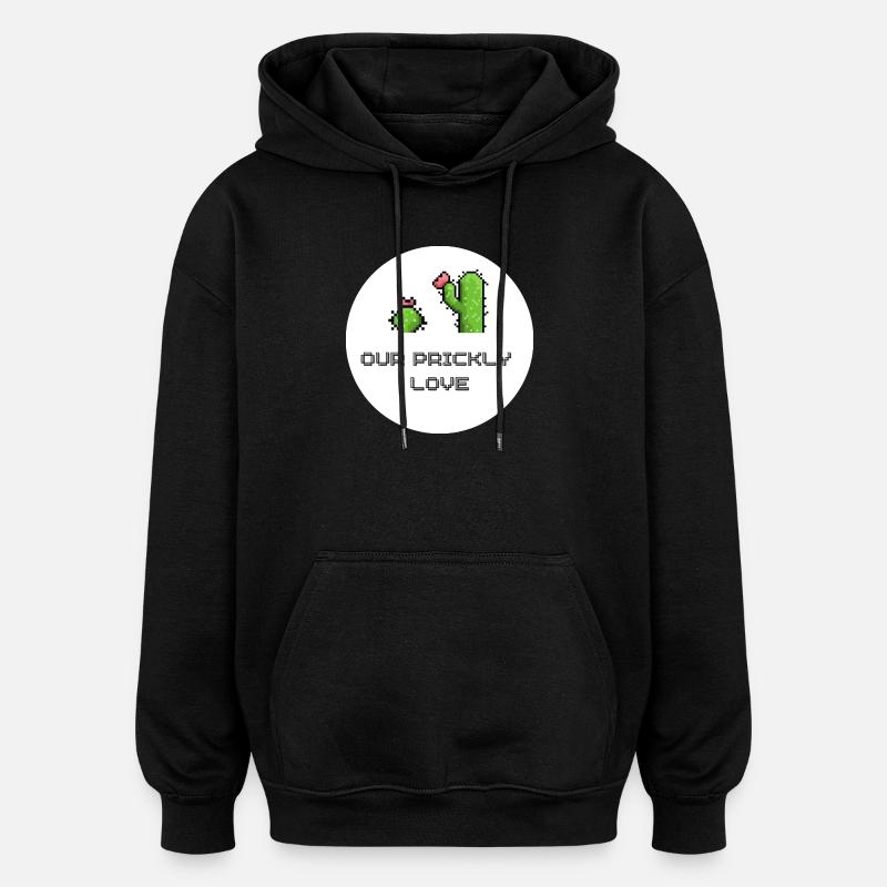 Notre pixel art Spiky Love - Sweat à capuche oversize unisexe - noir