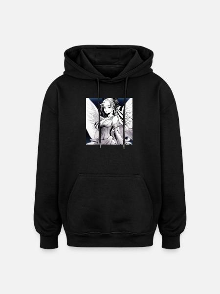 Engelfigur im Noir-Kontrast - Oversized Unisex Hoodie - Schwarz