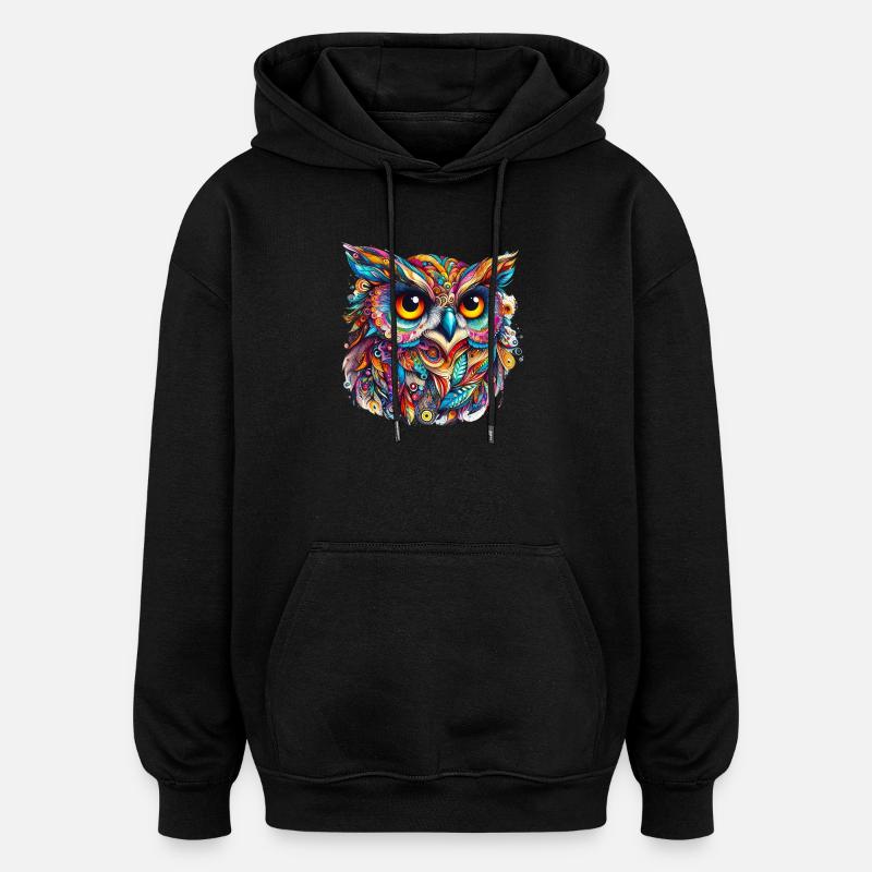 Hibou - Sweat à capuche oversize unisexe - noir