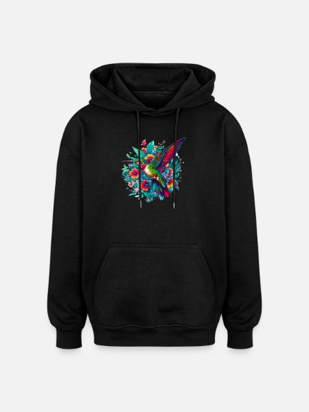 Colibri - Sweat à capuche oversize unisexe - noir