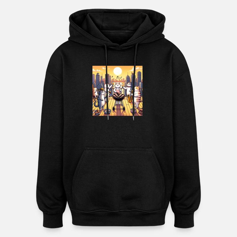 Katzen Barbecue - Oversized Unisex Hoodie - Schwarz
