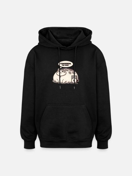 Fitness grouch cat - Oversized Unisex Hoodie - black